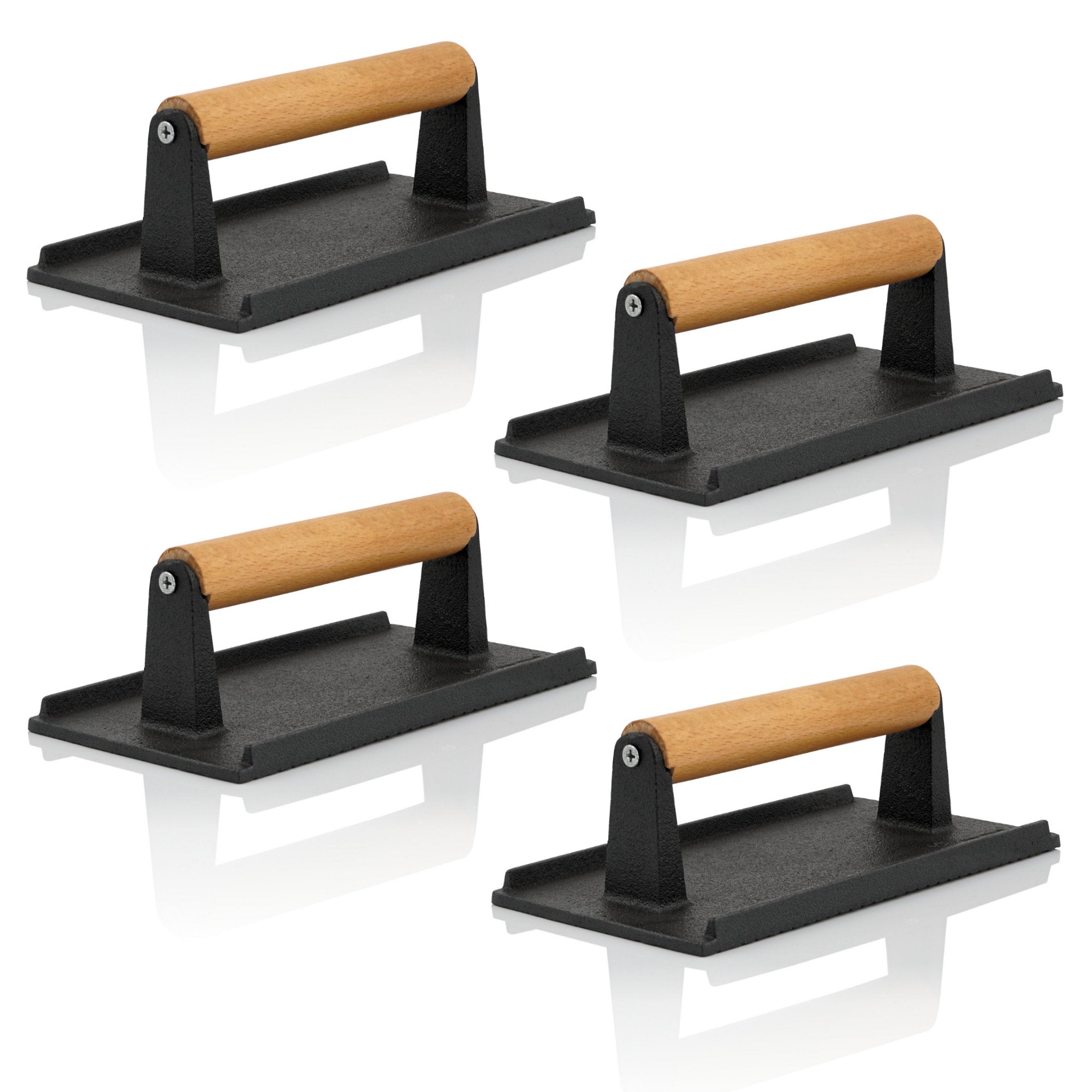 Poids à viande, en fonte, avec poignée en bois