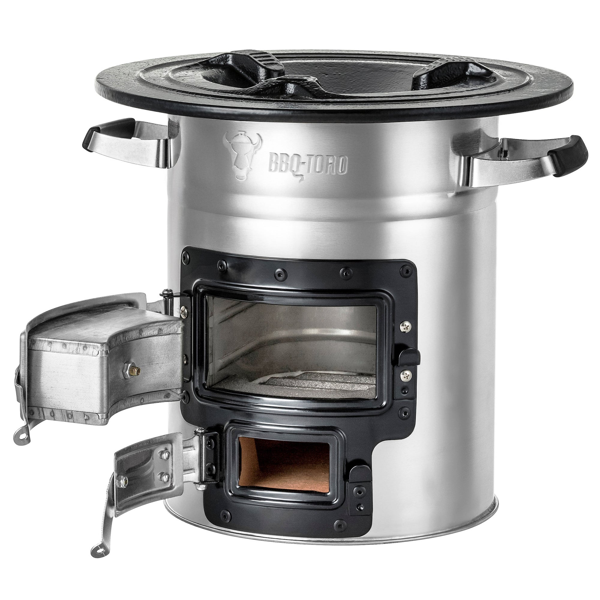 Réchaud à fusée « RAKETE #2 », en acier inoxydable, pour cocotte en fonte.