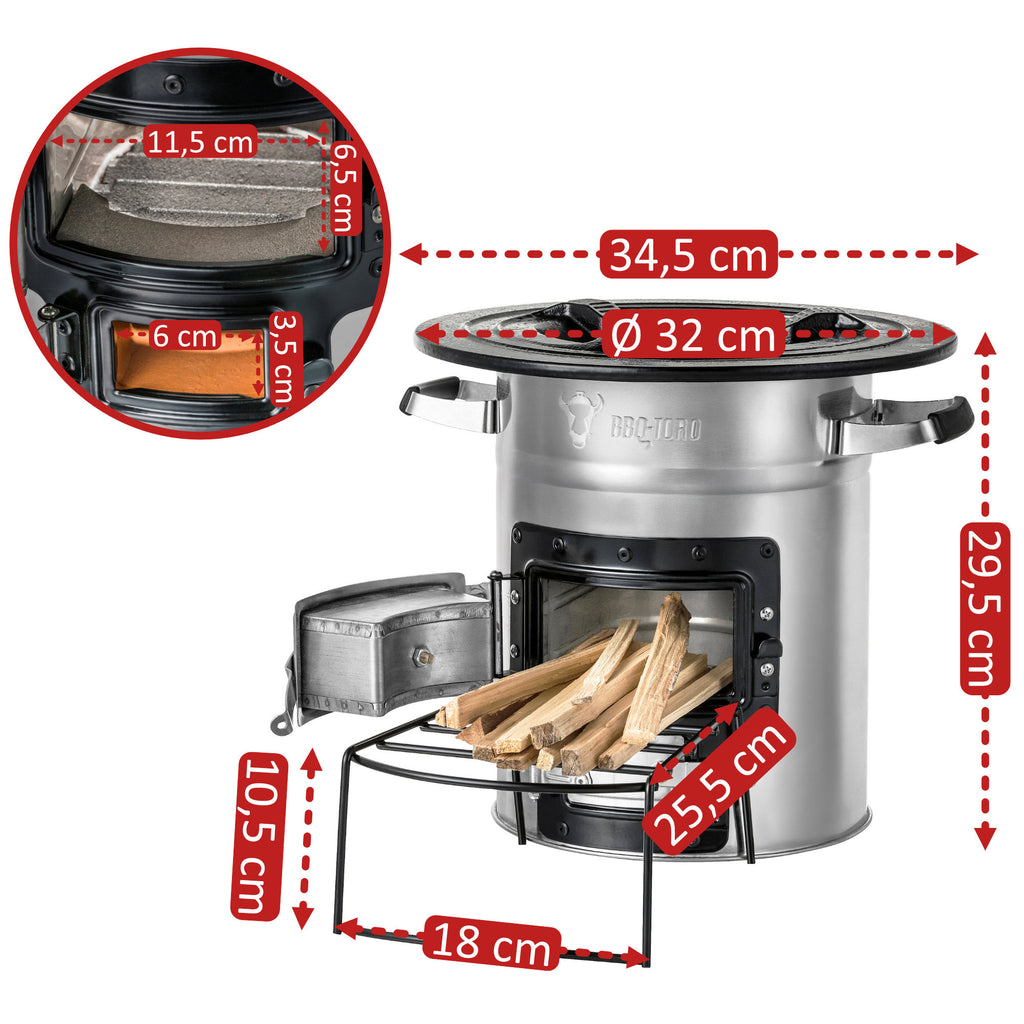 Rocket Stove "RAKETE #2", Stainless Steel, Rocket Stove for Dutch Oven