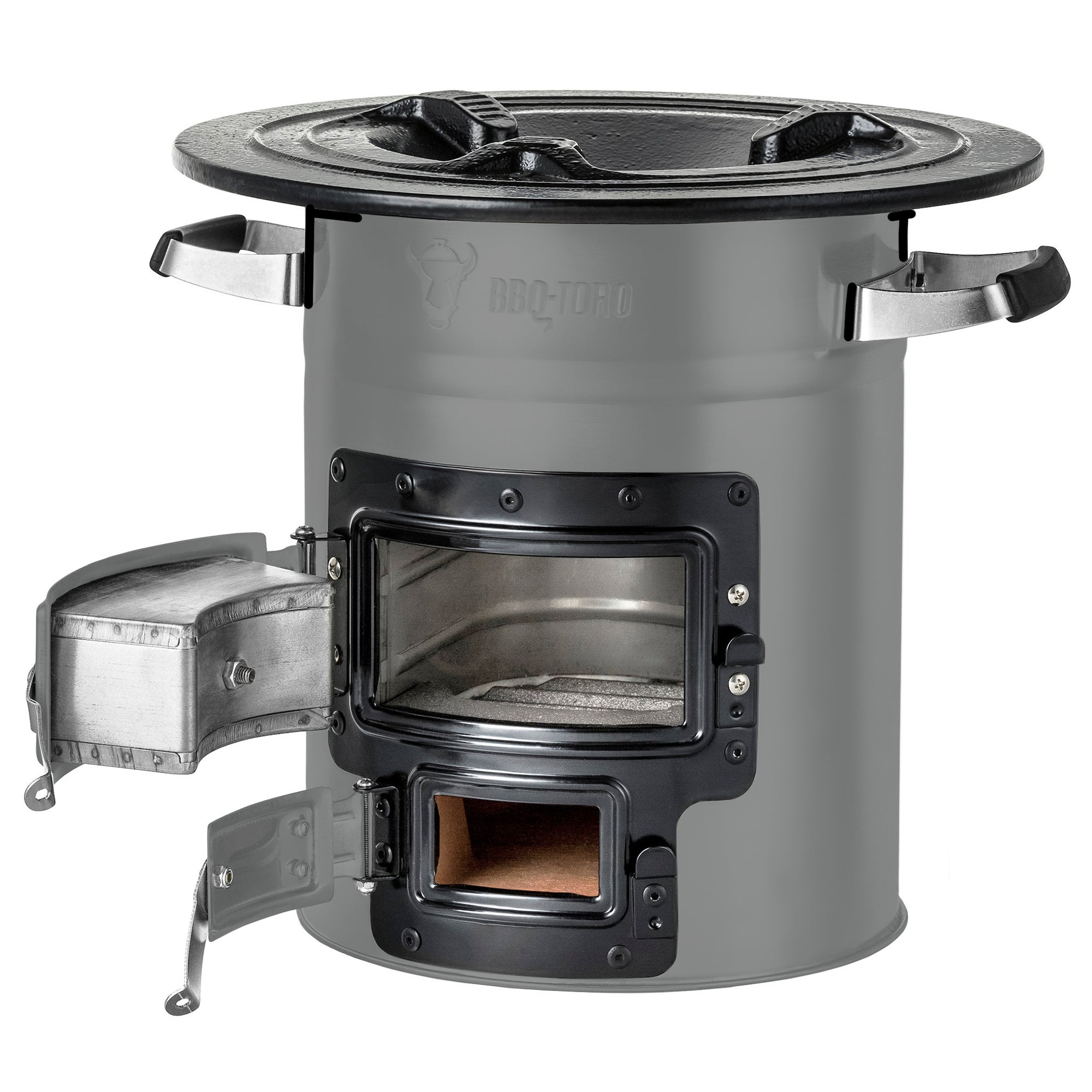 Réchaud à fusée « RAKETE #2 », en acier inoxydable, pour cocotte en fonte.