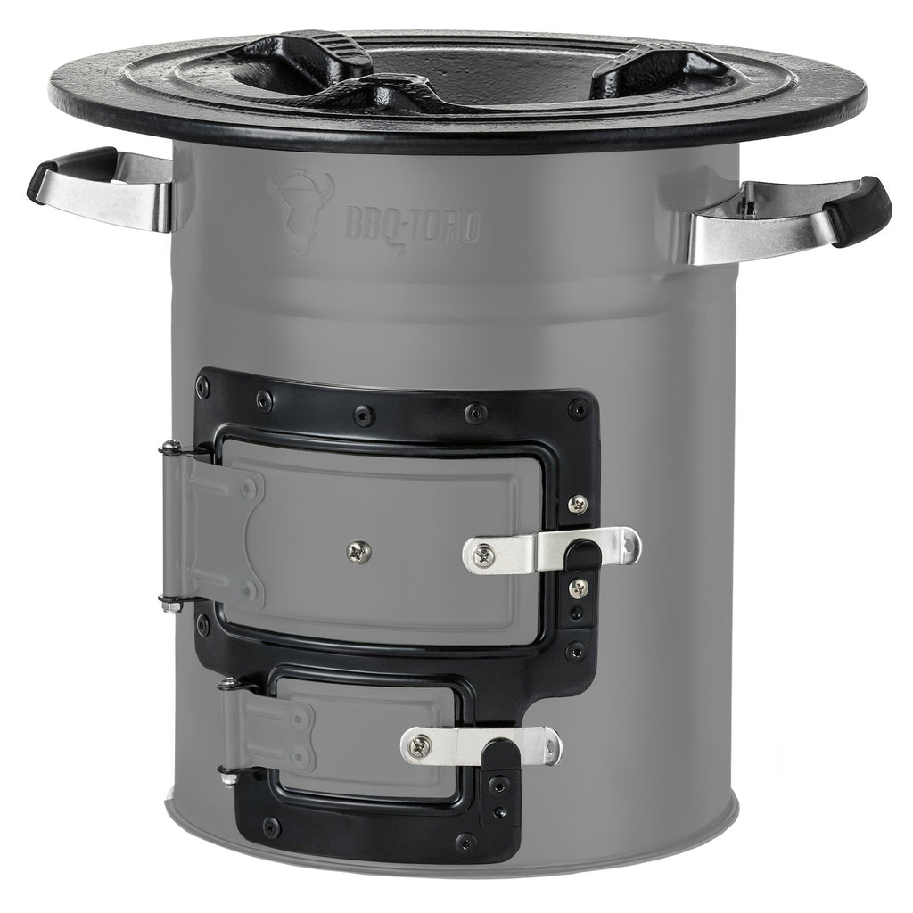 Réchaud à fusée « RAKETE #2 », en acier inoxydable, pour cocotte en fonte.