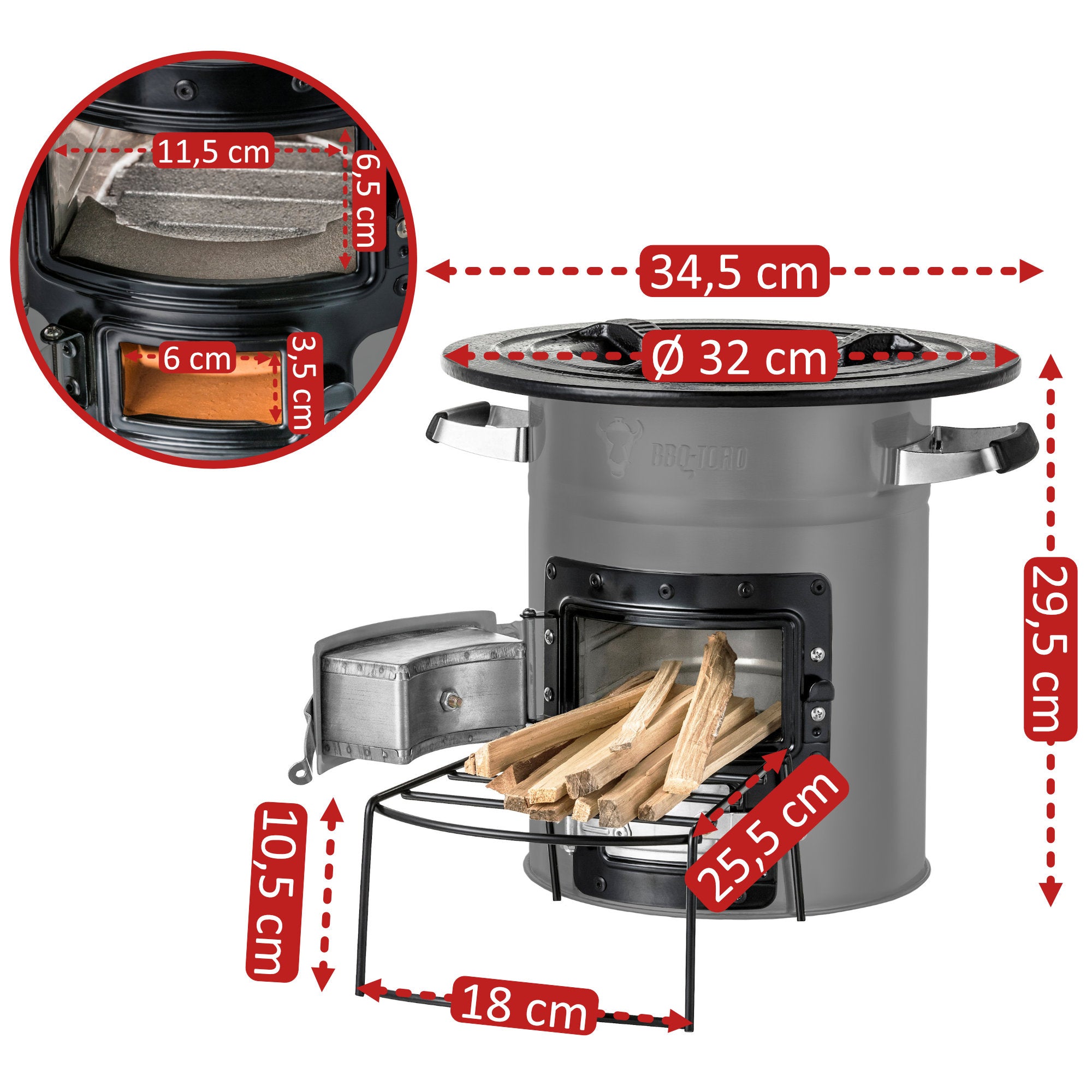 Rocket Stove "RAKETE #2", Stainless Steel, Rocket Stove for Dutch Oven