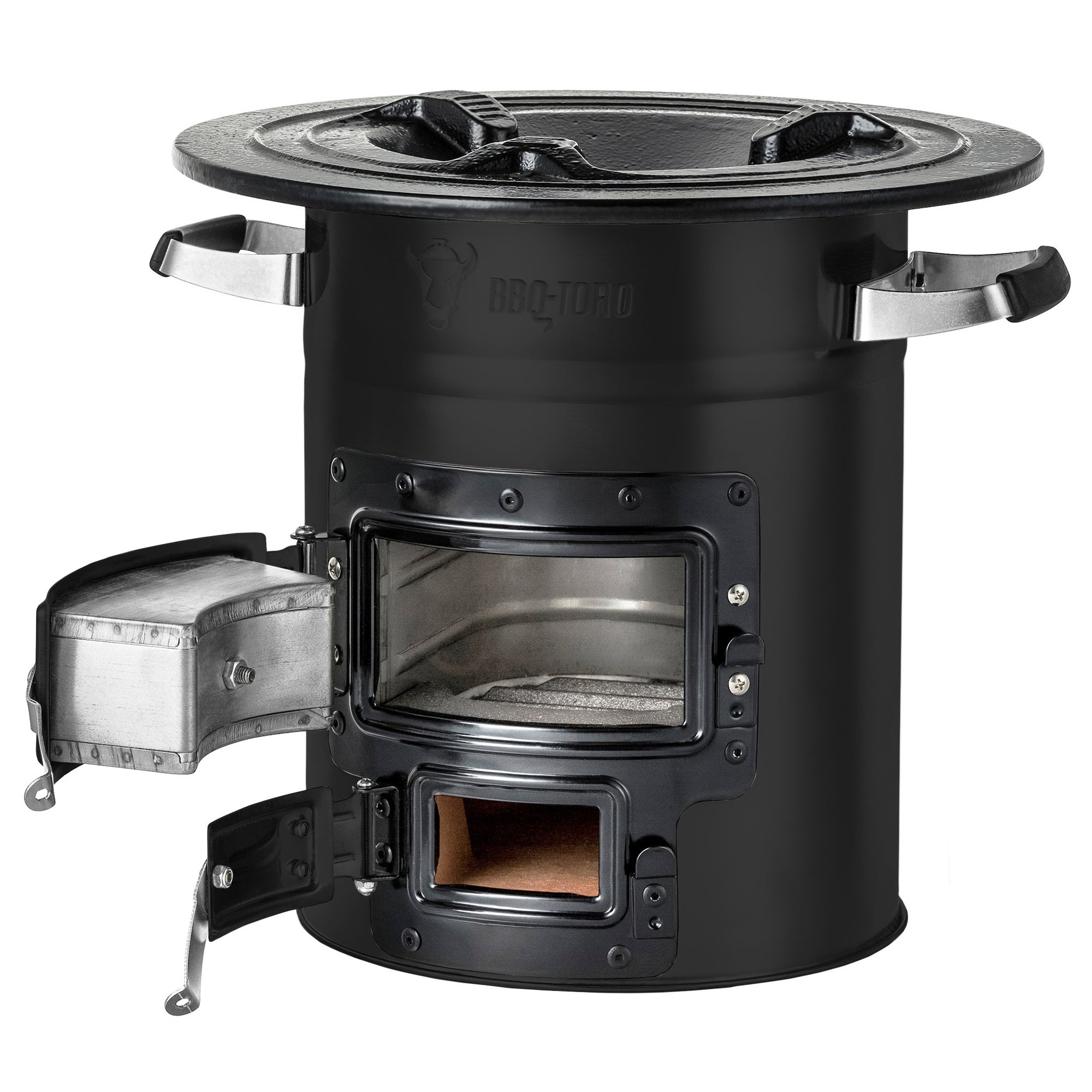 Réchaud à fusée « RAKETE #2 », en acier inoxydable, pour cocotte en fonte.