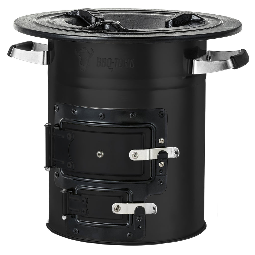 Réchaud à fusée « RAKETE #2 », en acier inoxydable, pour cocotte en fonte.