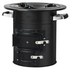 Réchaud à fusée « RAKETE #2 », en acier inoxydable, pour cocotte en fonte.