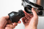 Réchaud à fusée « RAKETE #3 », en acier inoxydable, avec câble USB et prise.