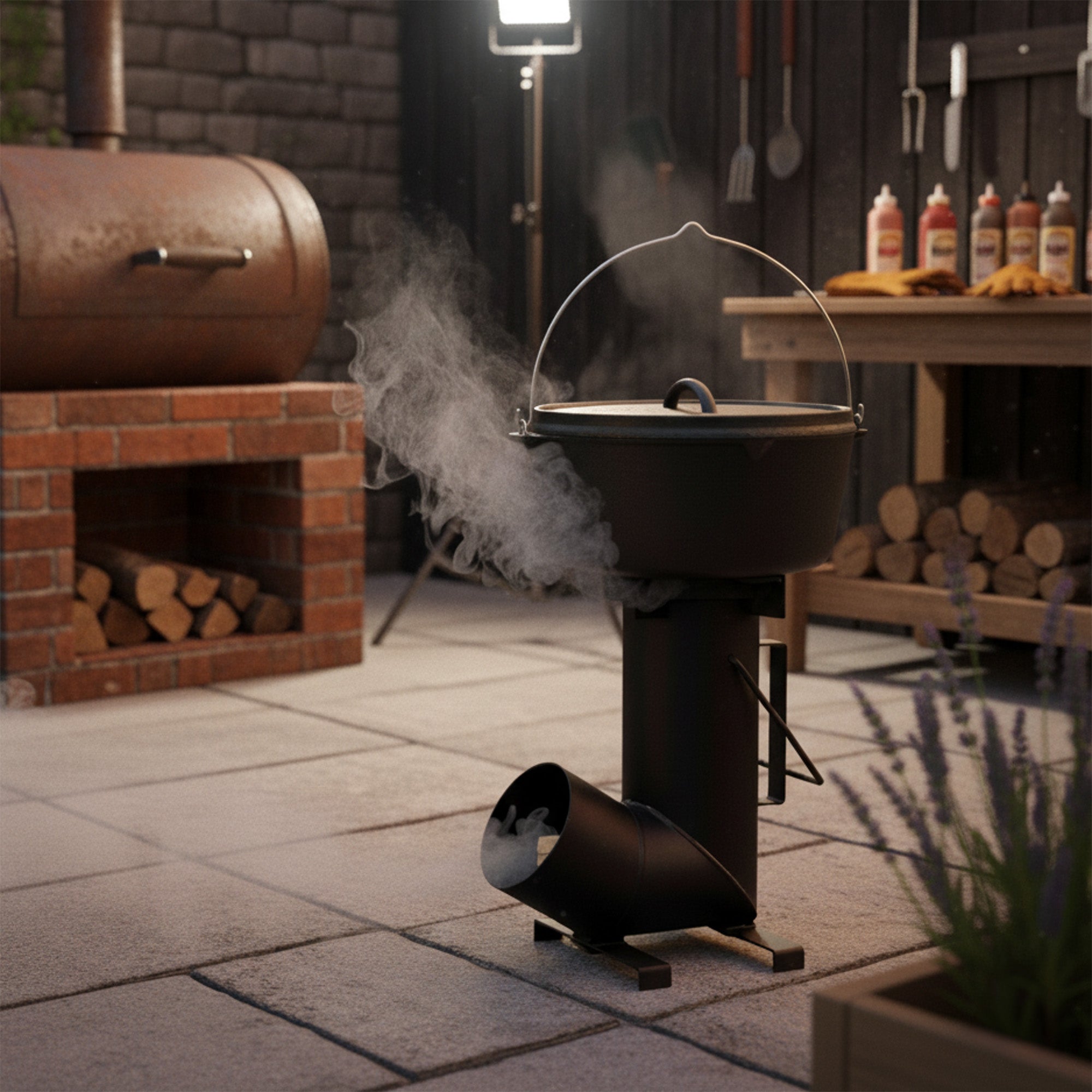 Réchaud à fusée « RAKETE 6 », fabriqué en acier de 1,5 mm d'épaisseur pour cocottes en fonte