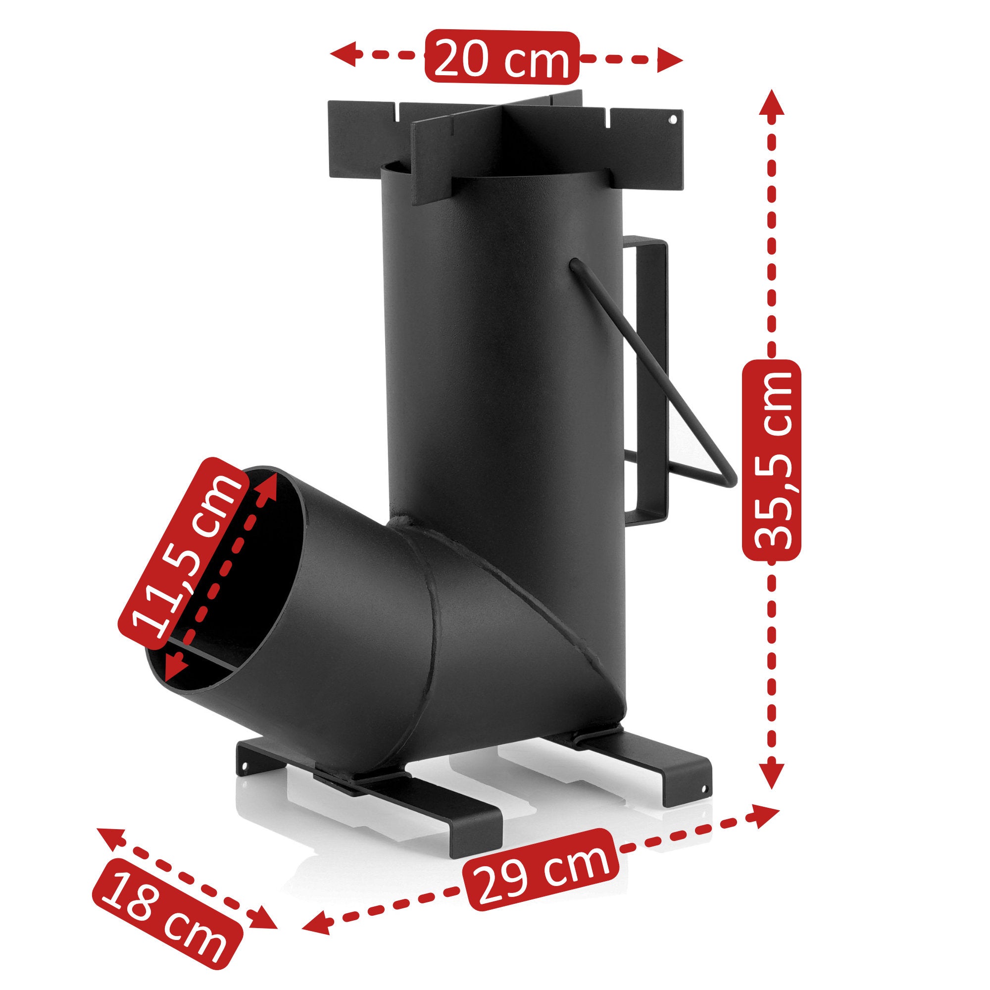 Raketenofen "RAKETE 6", Rocket Stove aus 1,5-mm-dickem Stahl für Dutch oven