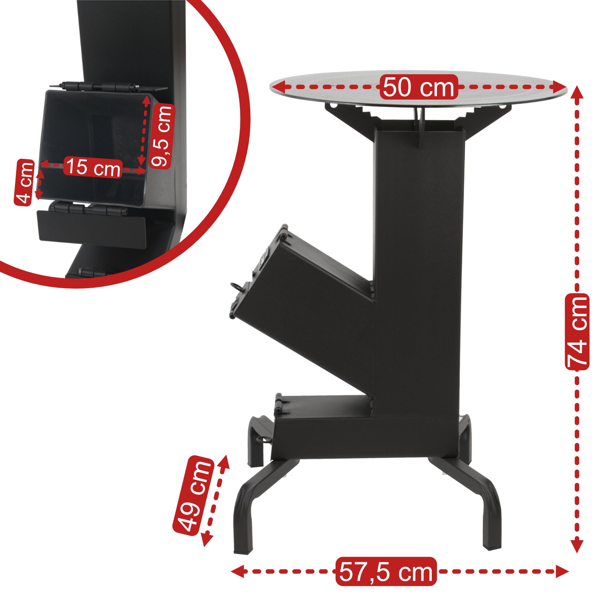 Raketenofen "RAKETE #7" mit Grillplatte Ø 50 cm