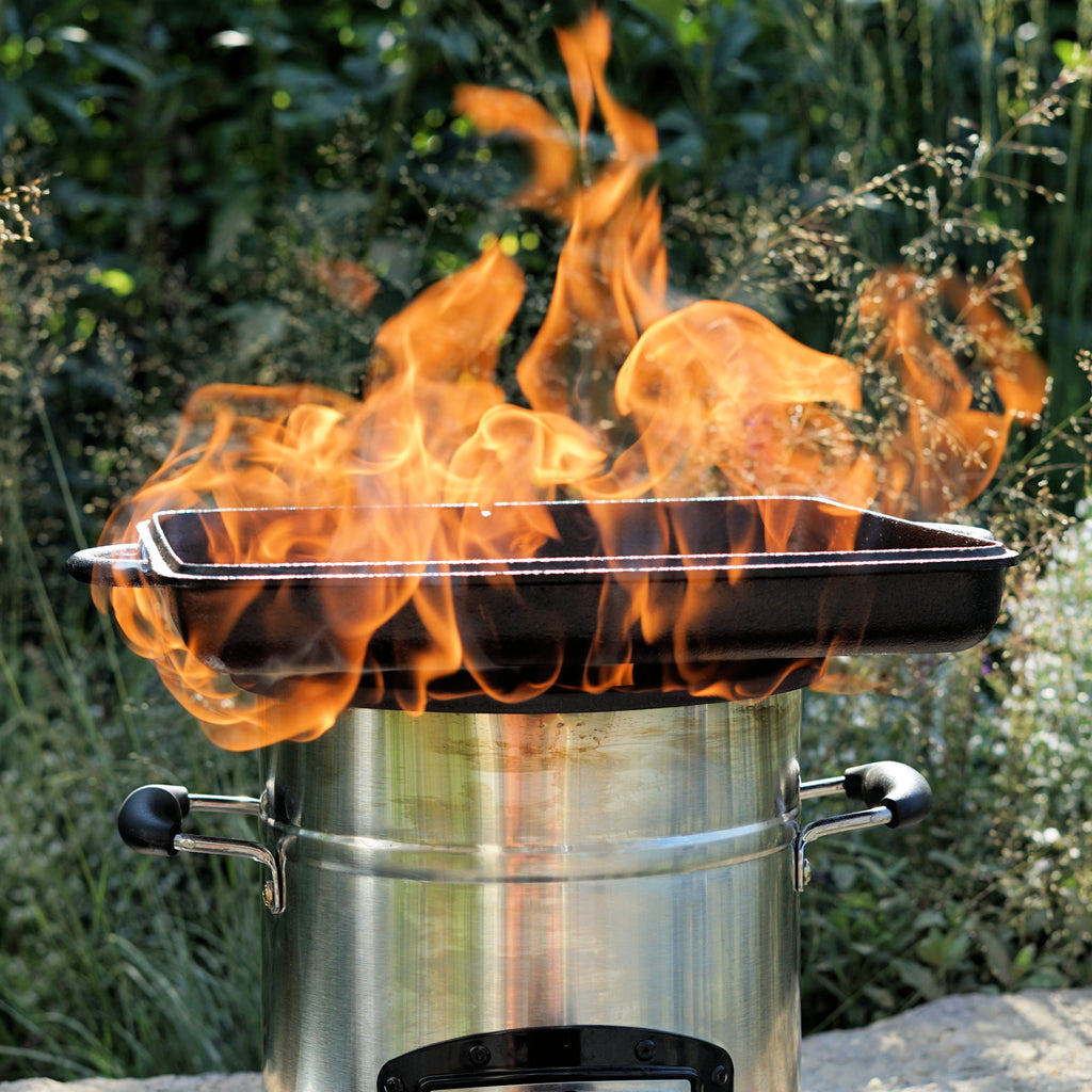 Raketenofen "RAKETE #3", Edelstahl, Rocket Stove inkl. USB Kabel und Stecker