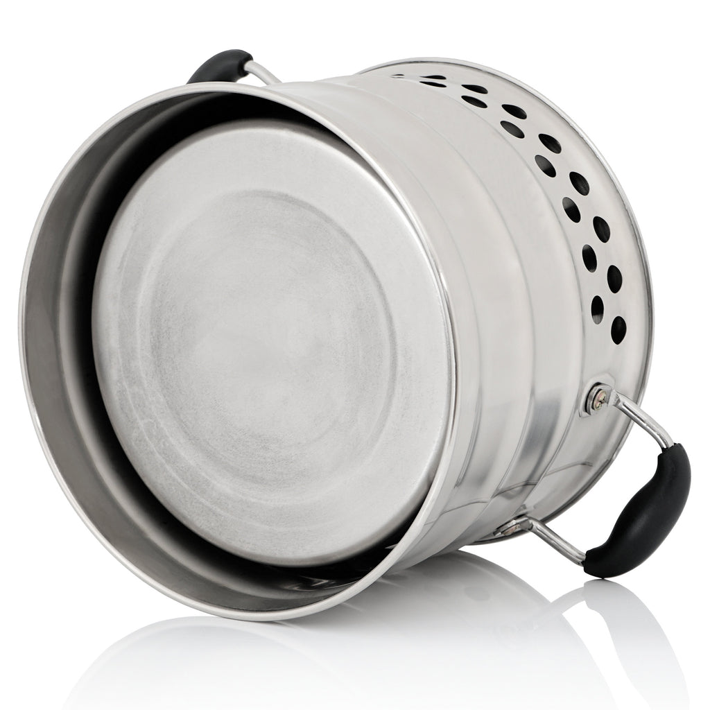 Marmite de 7 litres en acier inoxydable, avec couvercle, pour réchaud à fusée