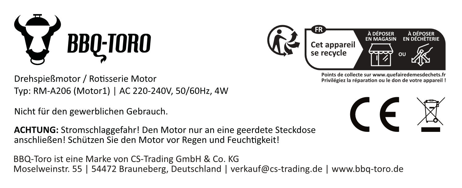 Moteur de rôtissoire, 220-240 V, acier inoxydable, capacité de charge jusqu'à 4 kg
