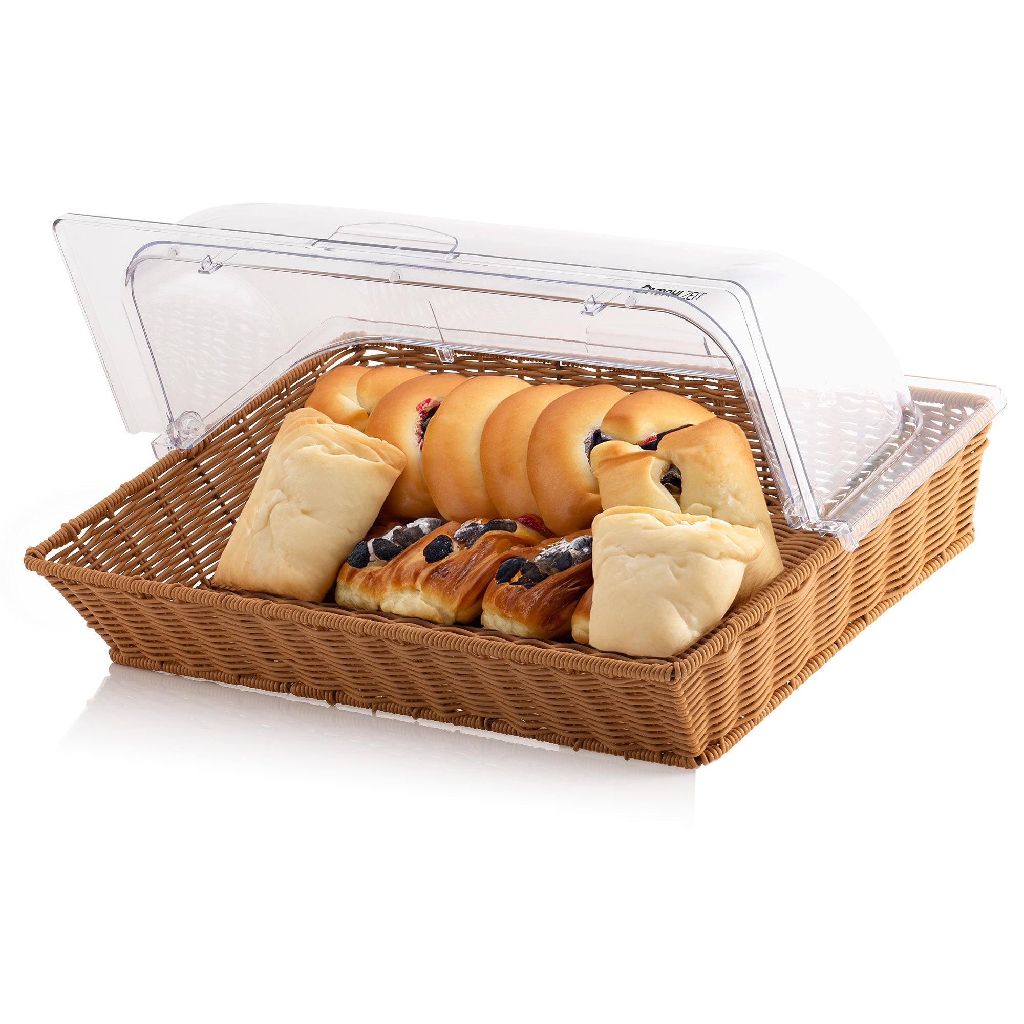 Rattan bread basket, 53.5 x 33 x 25 cm, including roll-top lid