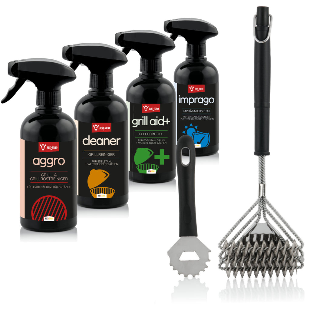 All-rounder care set, 6-piece, including sprays, grill brush and scraper