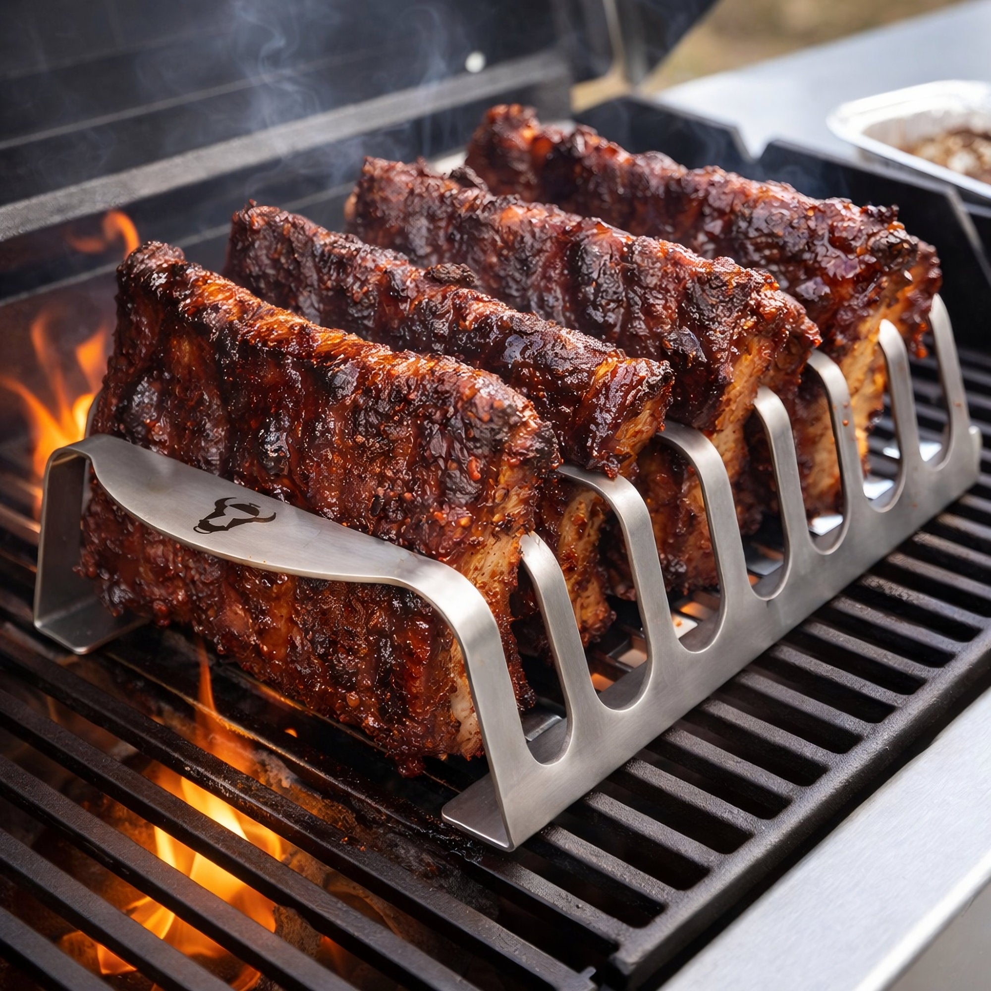 Stainless steel rib holder for 6 ribs