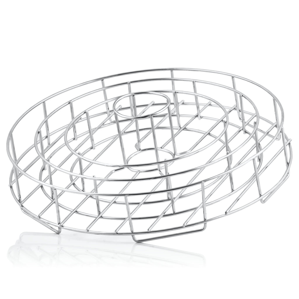 3-In-1 Rippchen und Hähnchenkeulen Halter, Edelstahl, inkl. Auffangschale