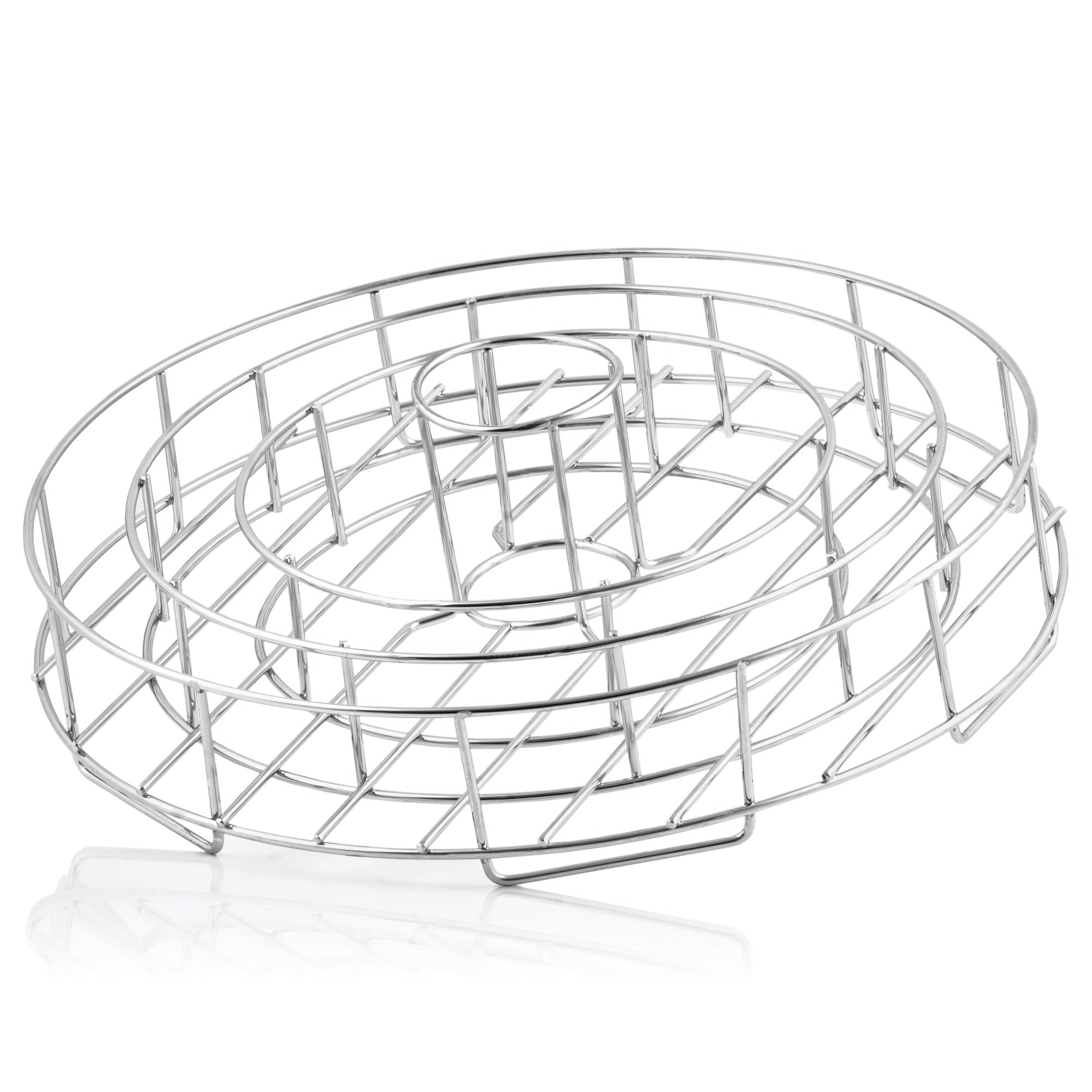 Support 3 en 1 pour côtes levées et cuisses de poulet, en acier inoxydable, avec bac récupérateur de jus