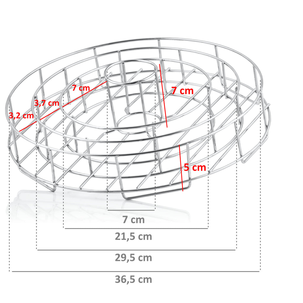 3-In-1 Rippchen und Hähnchenkeulen Halter, Edelstahl, inkl. Auffangschale