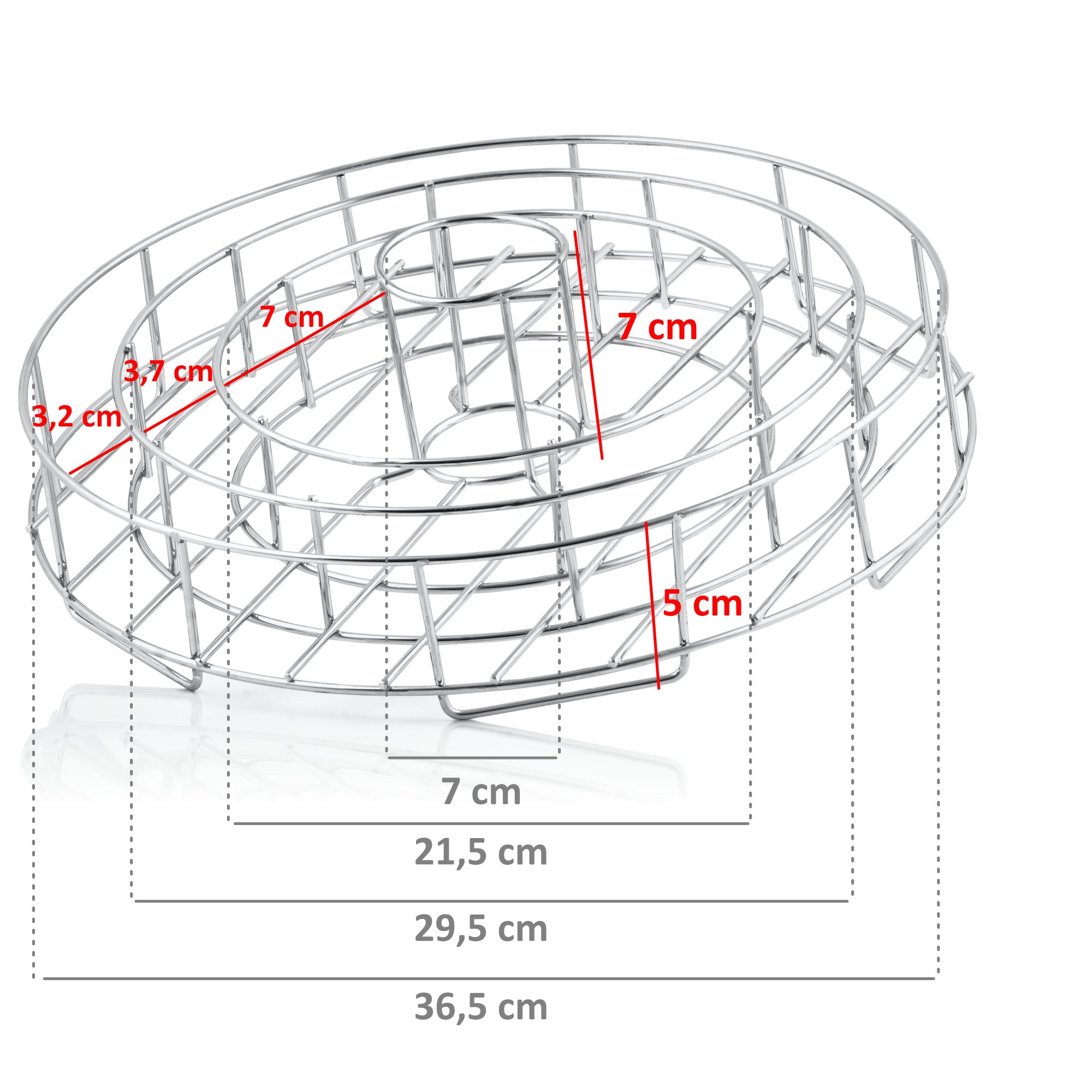Support 3 en 1 pour côtes levées et cuisses de poulet, en acier inoxydable, avec bac récupérateur de jus