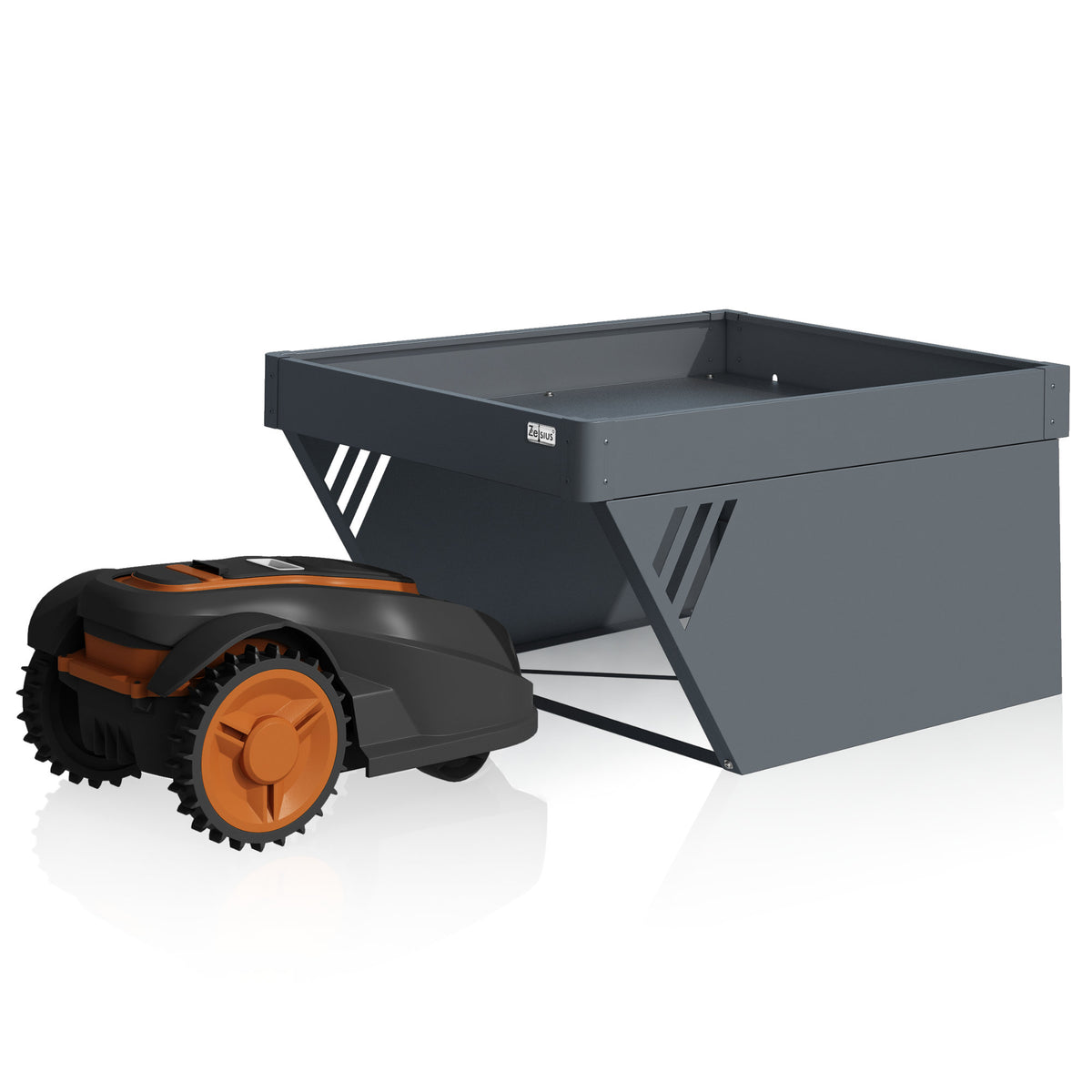 Mähroboter Garage mit Pflanzkasten, Anthrazit RAL 7016, verzinkter Stahl
