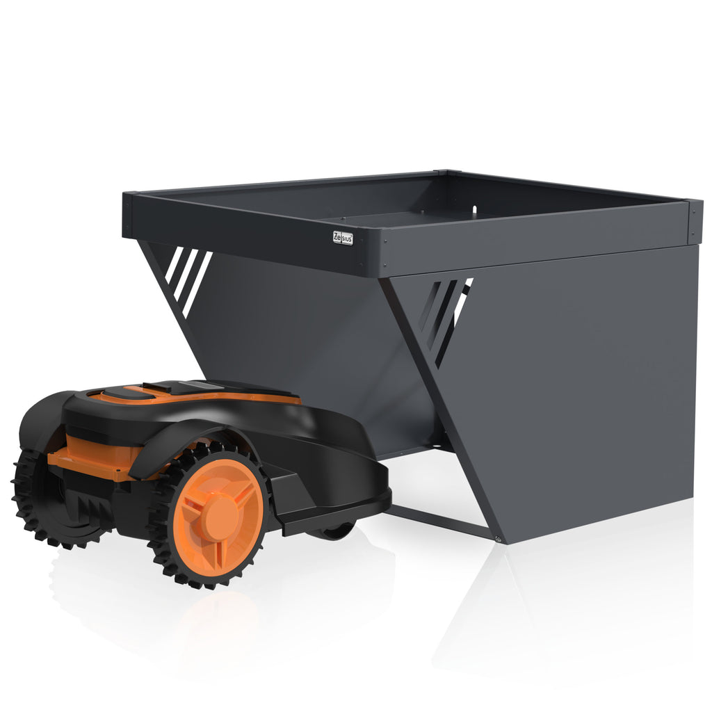 Mähroboter Garage mit Pflanzkasten, Anthrazit RAL 7016, verzinkter Stahl