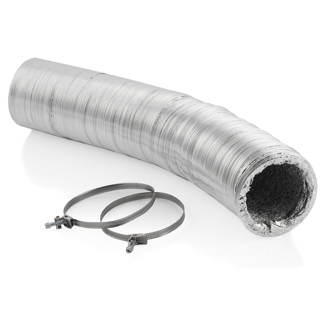 Tuyau flexible en aluminium, 10 m x Ø 100 mm, résistant à la température, avec 2 colliers de serrage inclus.