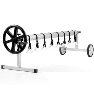 Roll-up system, stainless steel, mobile, for covers