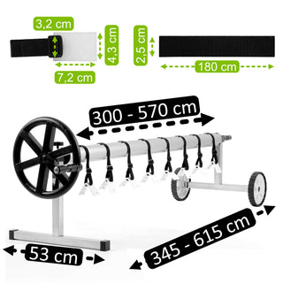 Roll-up system, stainless steel, mobile, for covers