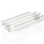 Rotisserie grill for skewers, flat grill basket, height adjustable