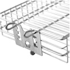 Rotisserie grill for skewers, flat grill basket, height adjustable
