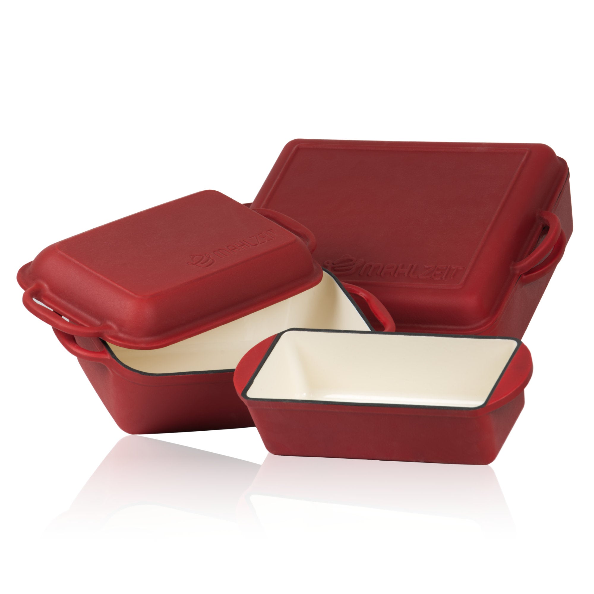 Roasting pan set, 3-piece, cast iron, enamelled