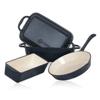 Batterie de cuisine, 3 pièces, en fonte émaillée