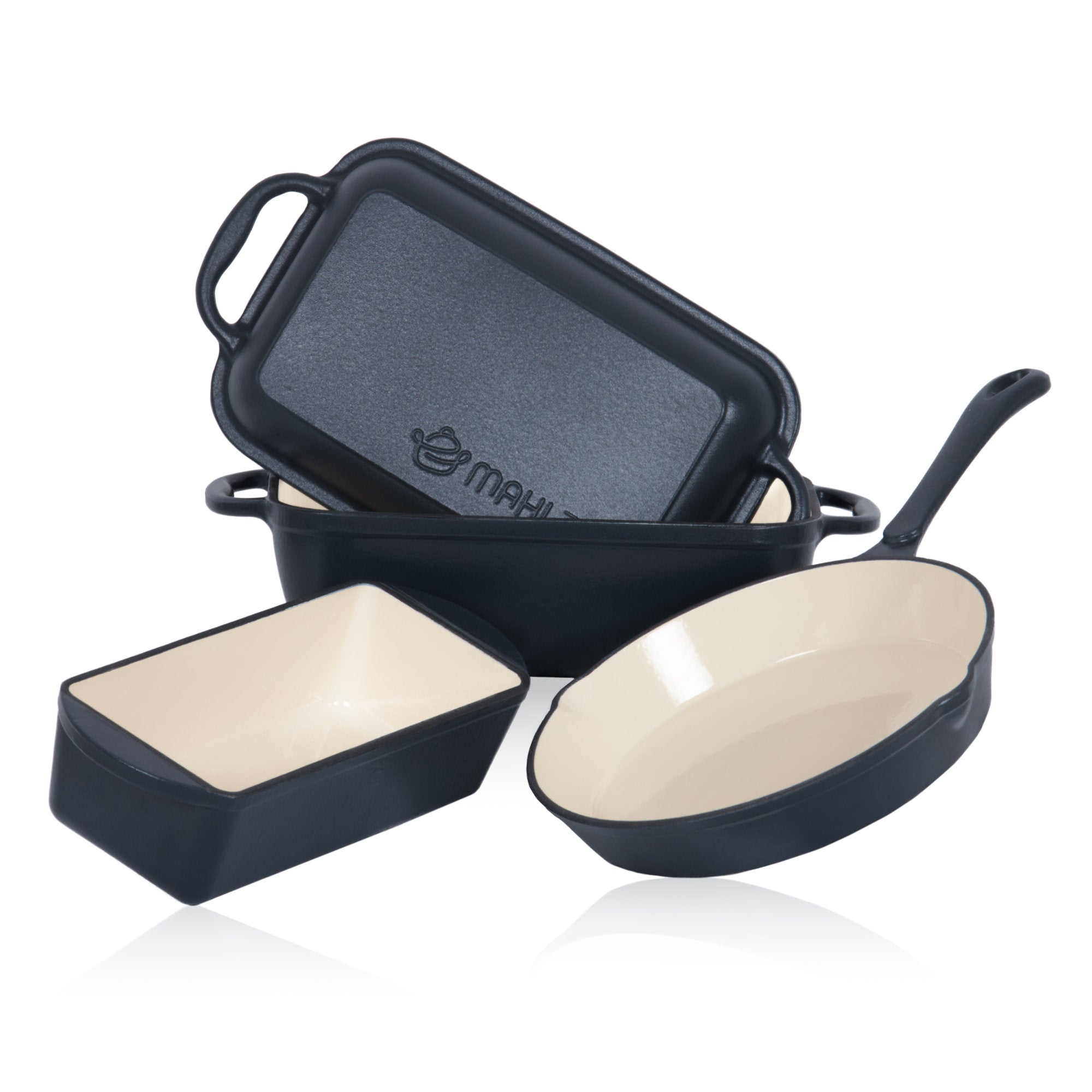 Cookware set, 3-piece, cast iron, enamelled