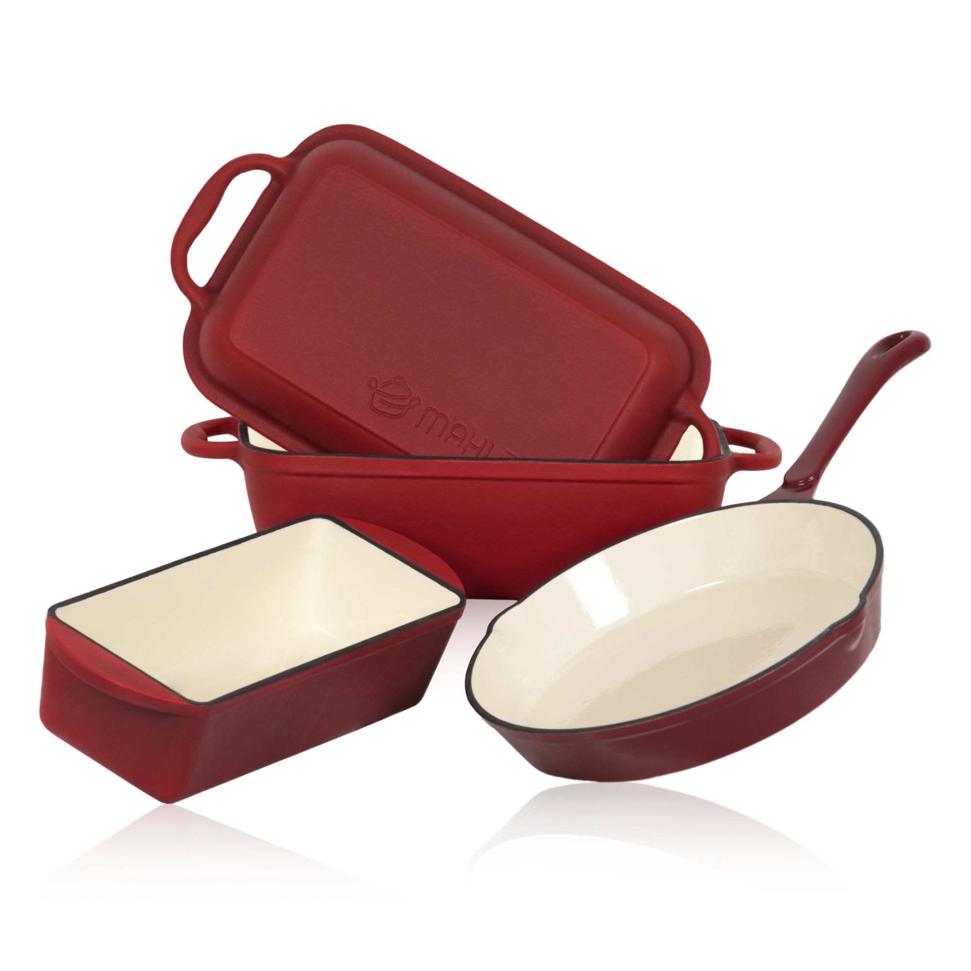 Cookware set, 3-piece, cast iron, enamelled