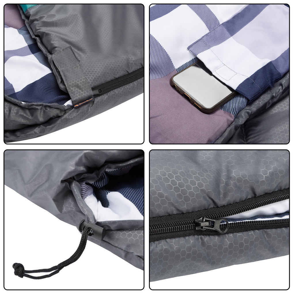 Sac de couchage couverture, 220 x 85 cm, gris/pétrole