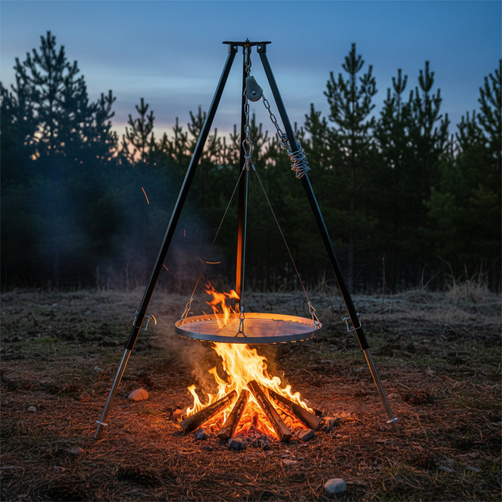 Tripod grill for fire bowl, 110 - 175 cm, black