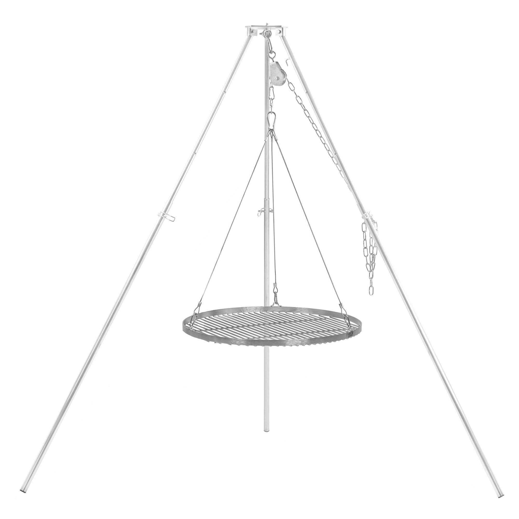 Dreibein Grill, 119 - 184 cm, verzinktes Eisen, inkl. Grillrost