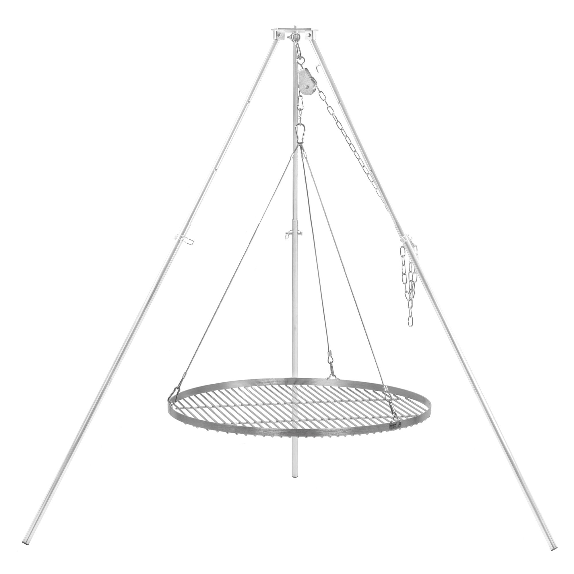 Dreibein Grill, 119 - 184 cm, verzinktes Eisen, inkl. Grillrost