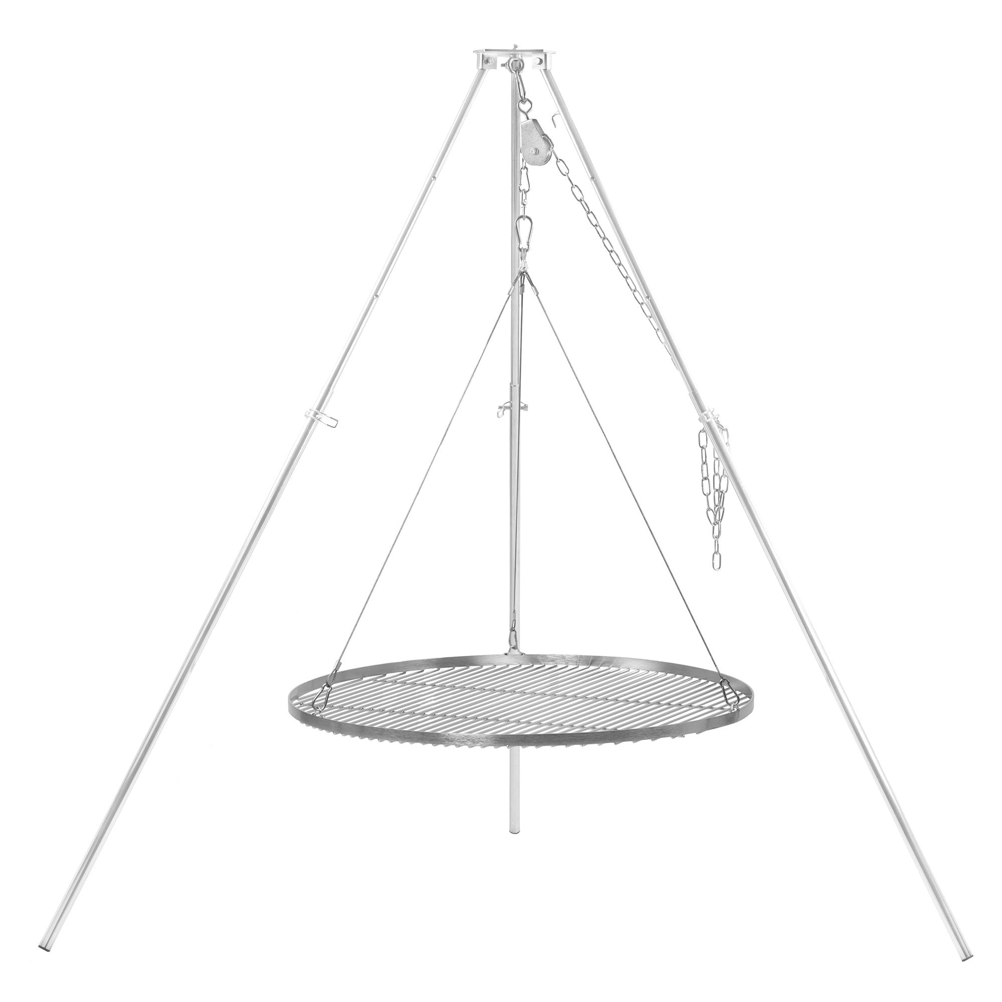 Dreibein Grill, 119 - 184 cm, verzinktes Eisen, inkl. Grillrost