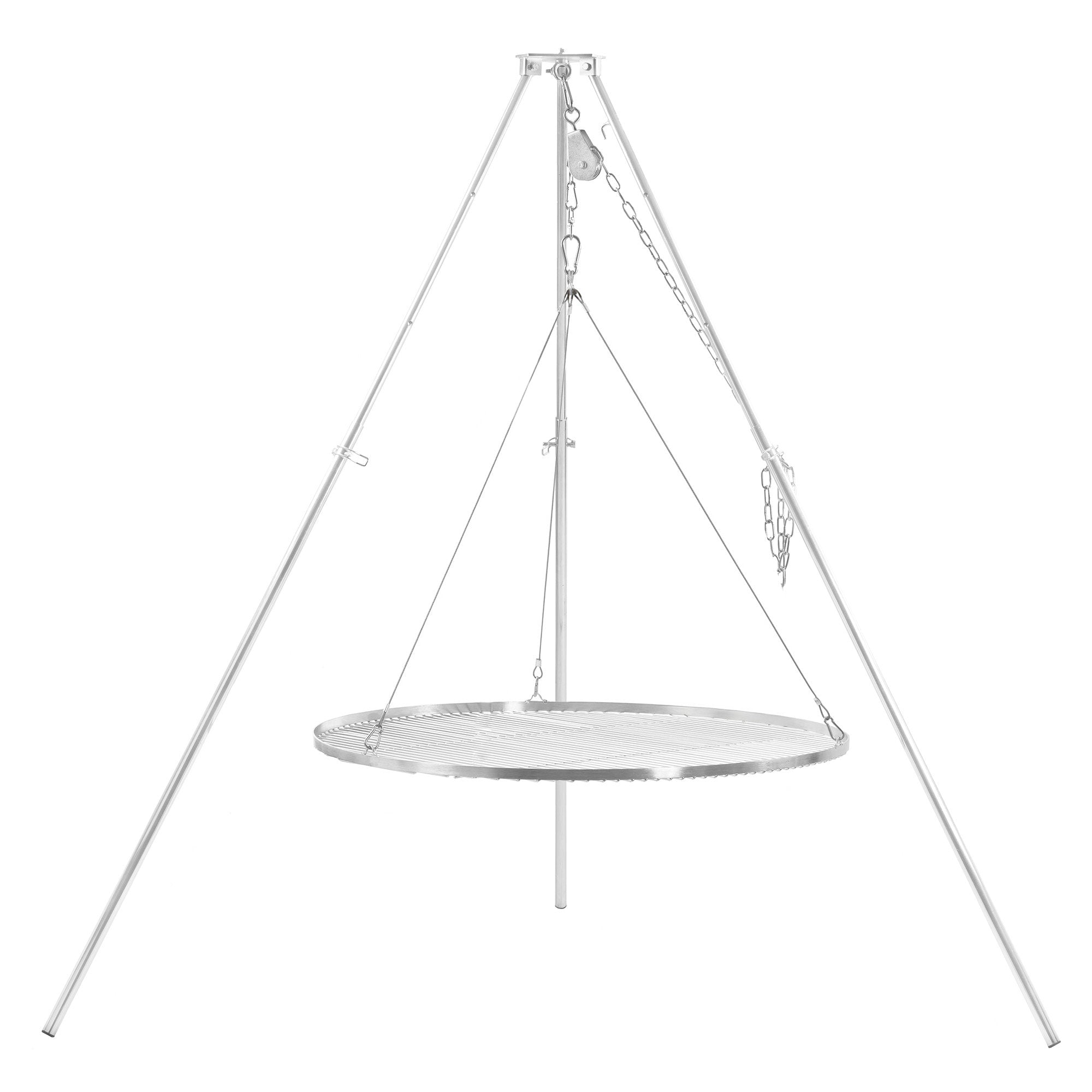 Dreibein Grill, 119 - 184 cm, verzinktes Eisen, inkl. Grillrost