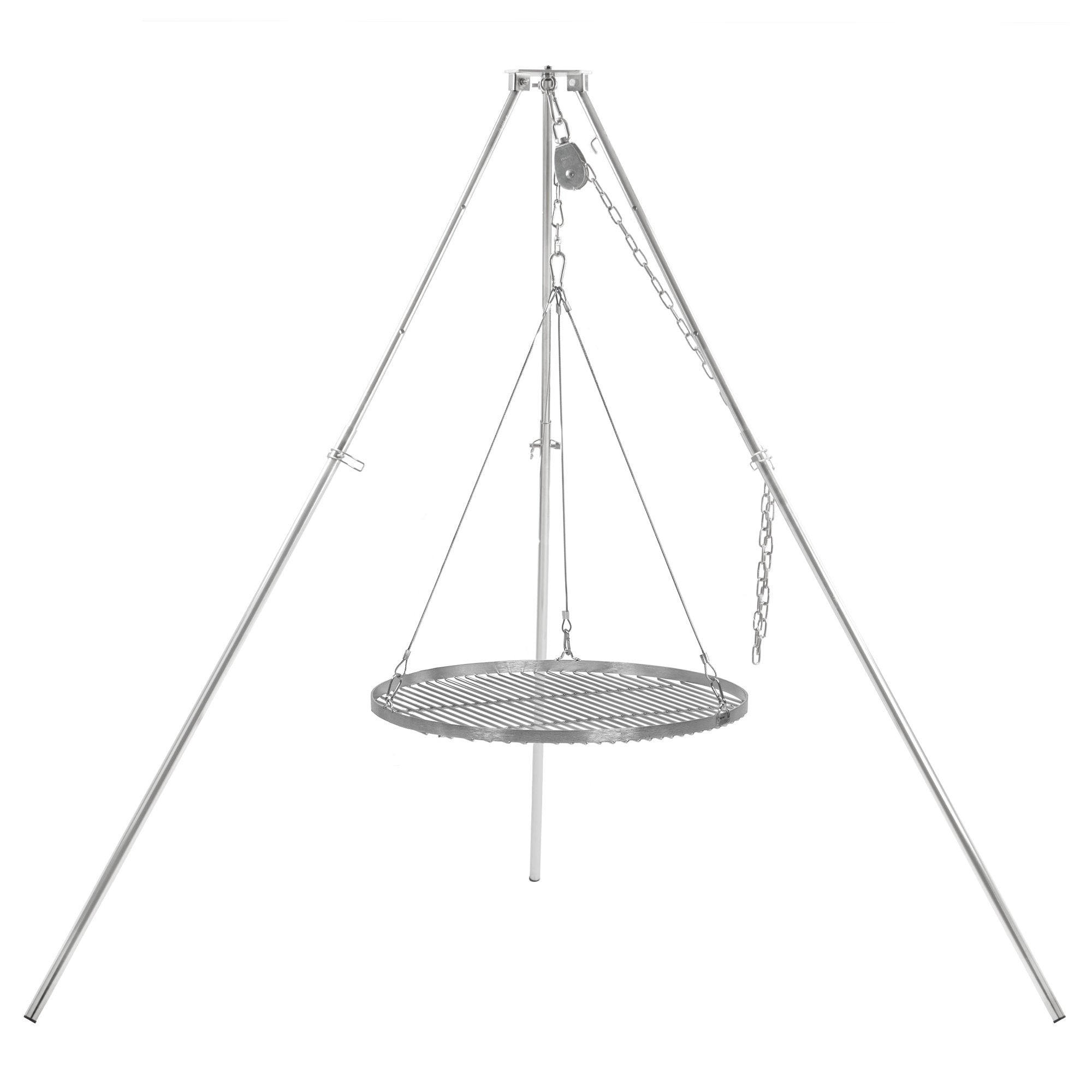 Dreibein Grill, 119 - 184 cm, Edelstahl, inkl. Grillrost