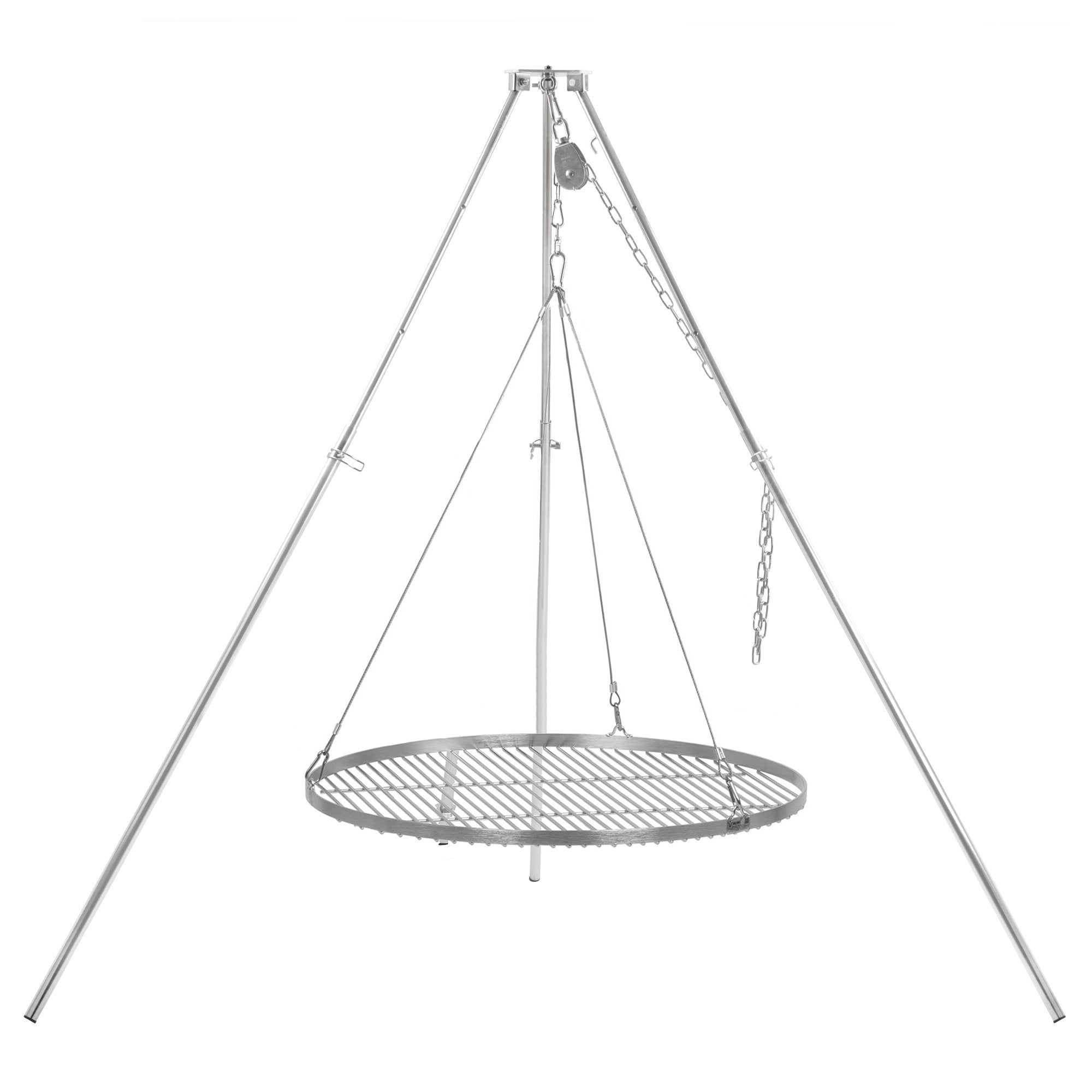 Dreibein Grill, 119 - 184 cm, Edelstahl, inkl. Grillrost