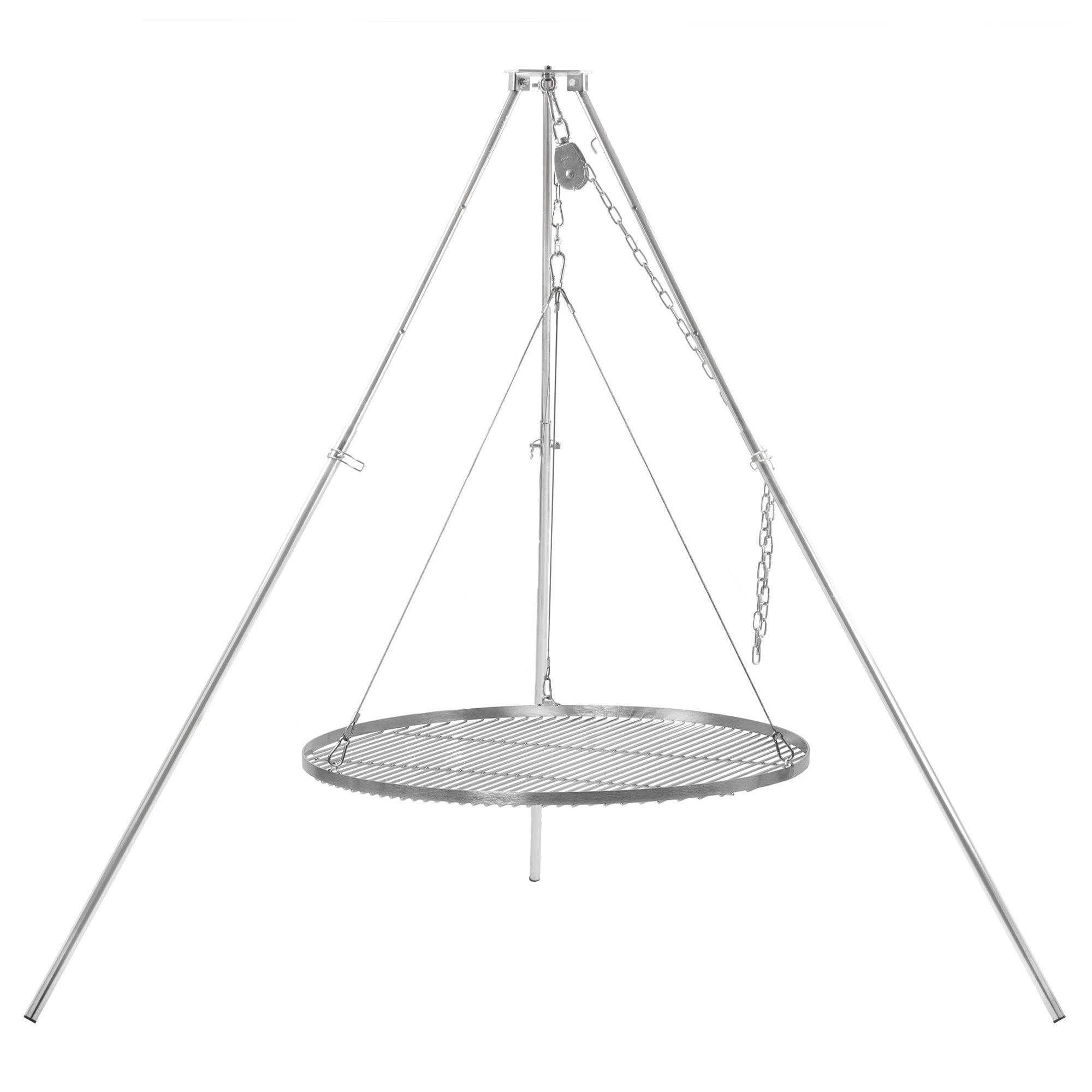 Dreibein Grill, 119 - 184 cm, Edelstahl, inkl. Grillrost