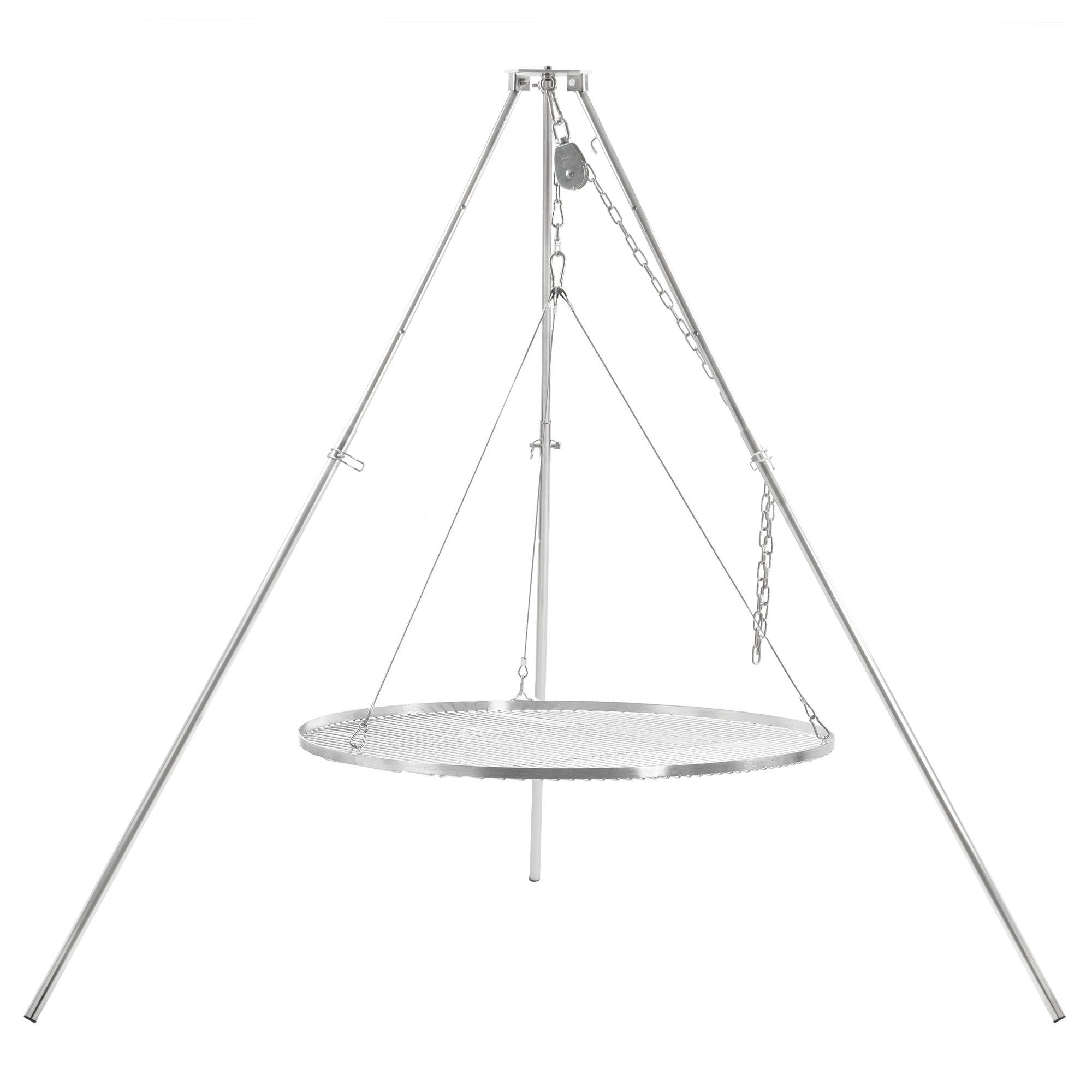Dreibein Grill, 119 - 184 cm, Edelstahl, inkl. Grillrost