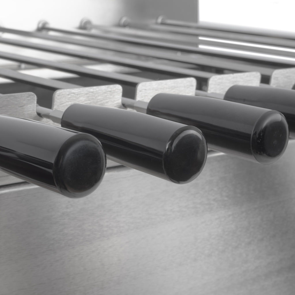 Barbecue au charbon de bois avec rôtissoire, 11 brochettes, acier inoxydable, moteur inclus.