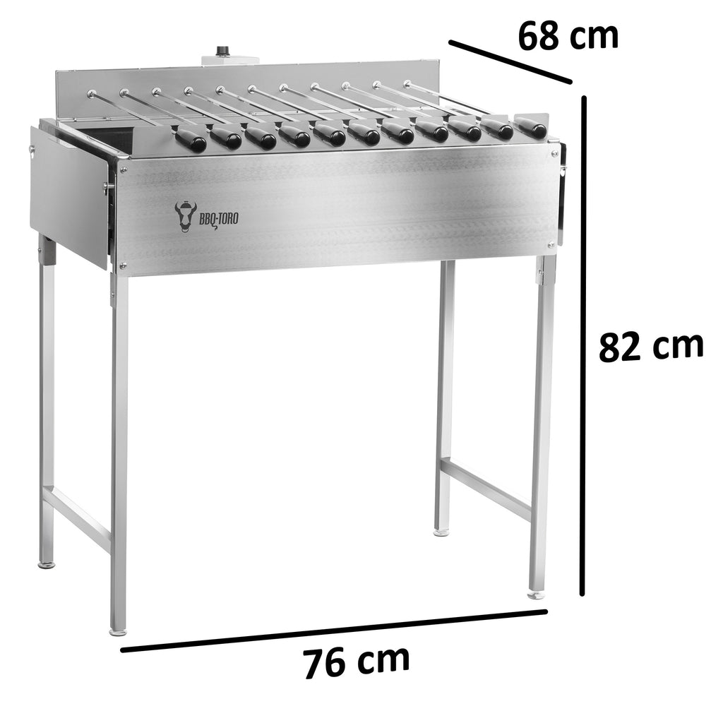 Barbecue au charbon de bois avec rôtissoire, 11 brochettes, acier inoxydable, moteur inclus.