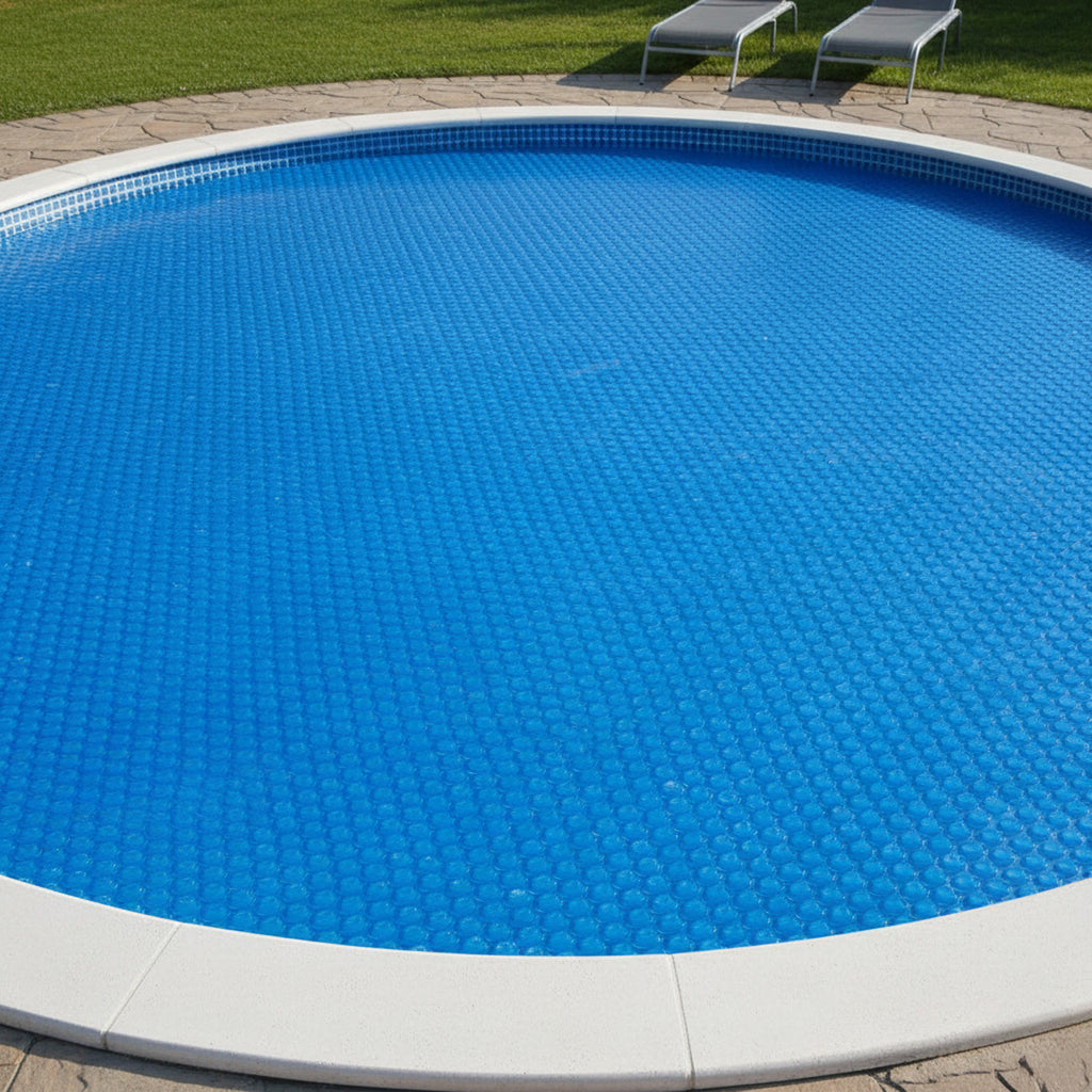 Couverture solaire pour piscine, ronde, bleue, 400 µ