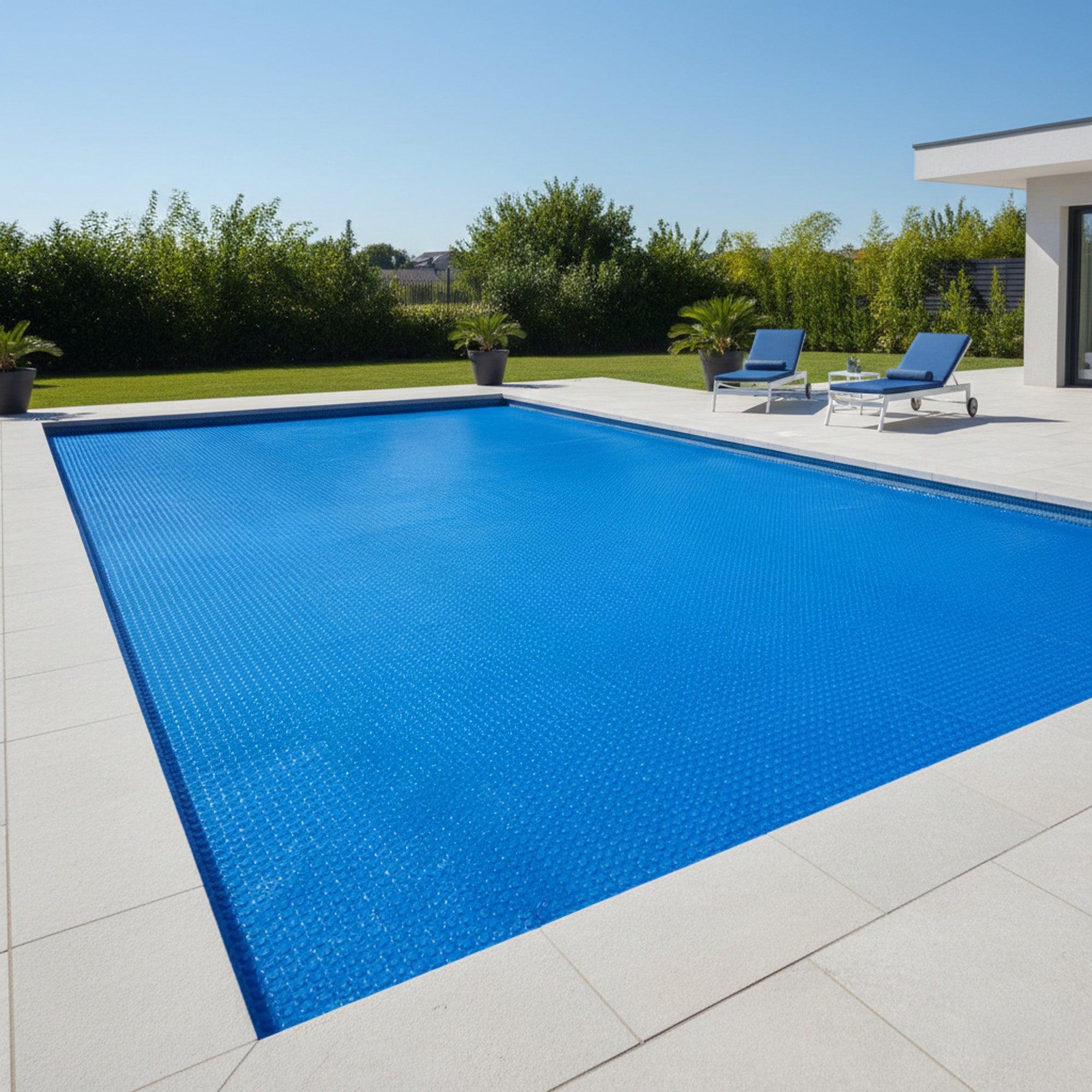 Couverture solaire pour piscine, rectangulaire, 6 x 4 m, bleue, 400 µ