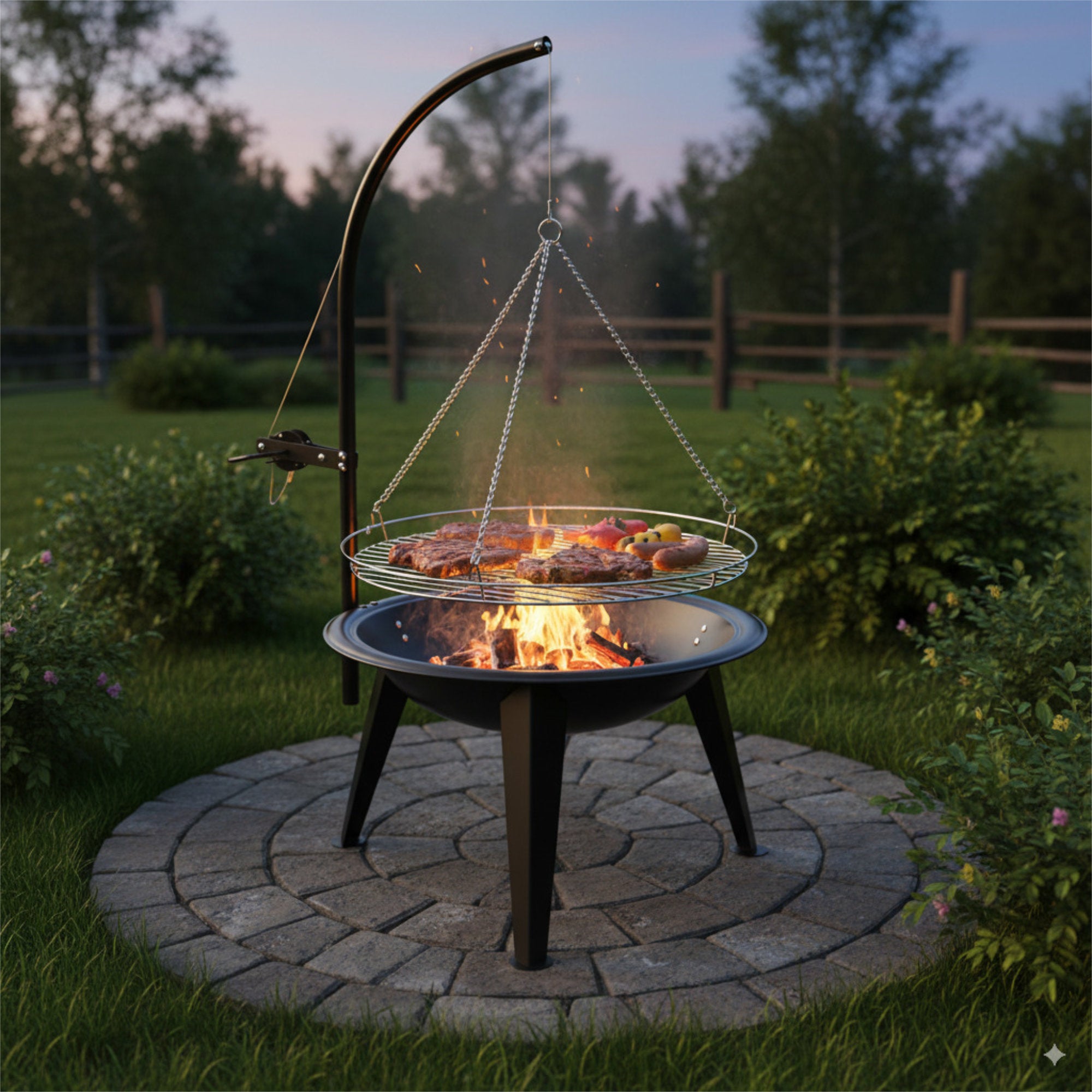 Gril pivotant, avec grille de Ø 55 cm