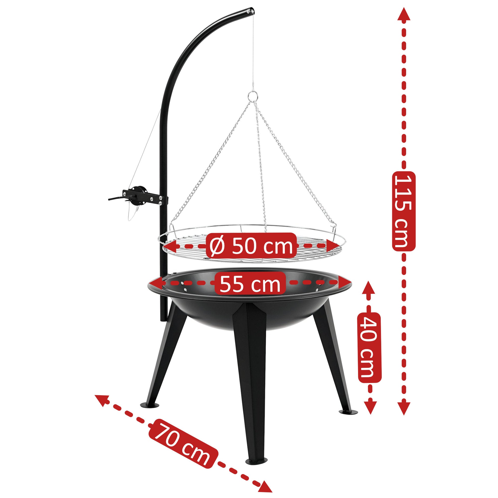 Schwenkgrill, inkl. Grillrost Ø 55 cm